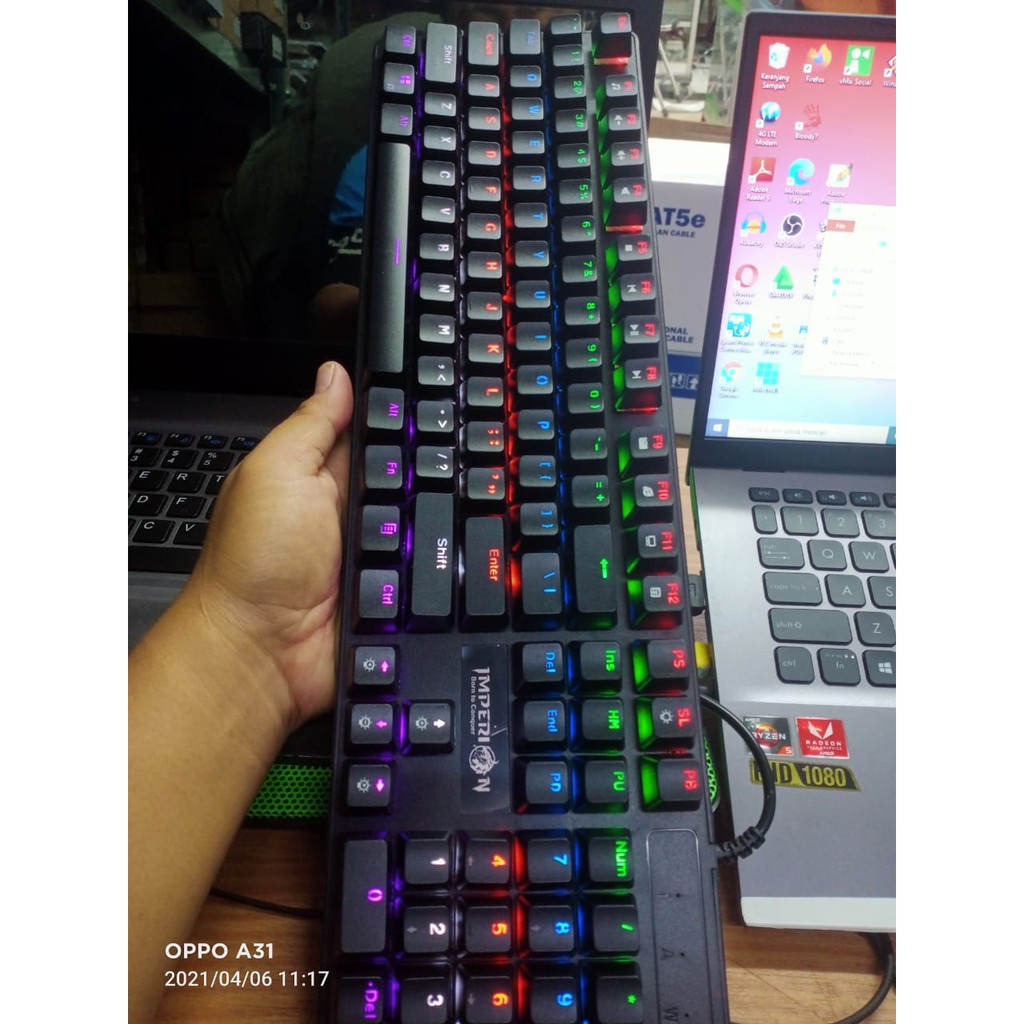 keyboard gaming mechanical BLUE SWITCH murah imperion SLINGSHOT KG-321 ORIGINAL 100%