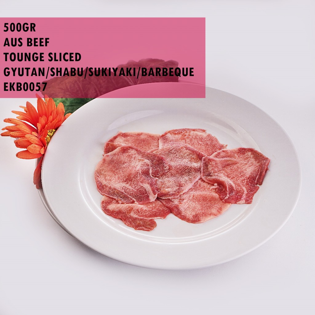 

500gr Daging Lidah Sapi Slice Iris Tipis AUS Beef Ox Tongue Gyutan