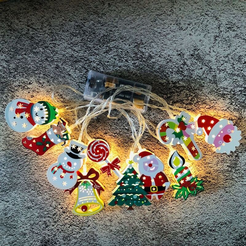 Lampu String LED Bentuk Kartun Snowman Santa Claus 3D Untuk Dekorasi Natal