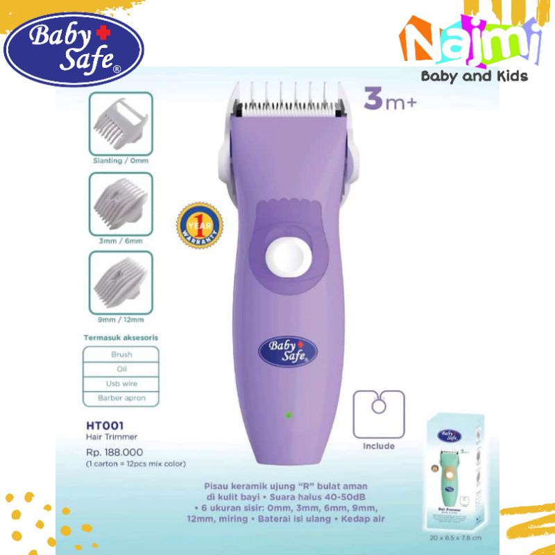 HT001 Baby Safe Hair Trimmer Alat Cukur Rambut Bayi Anak Babysafe