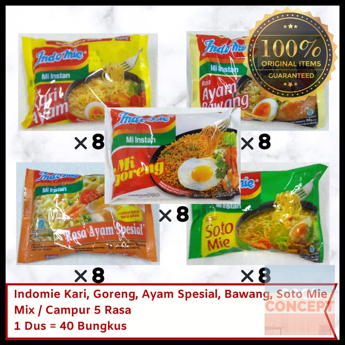 

s574gfd Indomie Mix Campur 5 Rasa Kari Ayam Bawang Goreng Spesial Soto 1 Dus Ff064151E