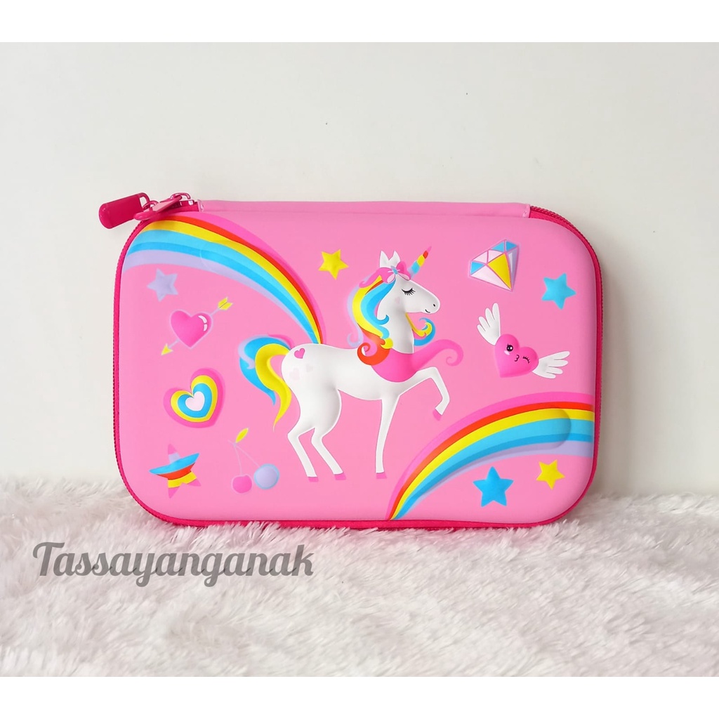 Kotak pensil unicorn 6D timbul Tempat pensil unicorn bahan EVA anti air kado ultah anak perempuan import kado unicorn kotak pensil anak perempuan