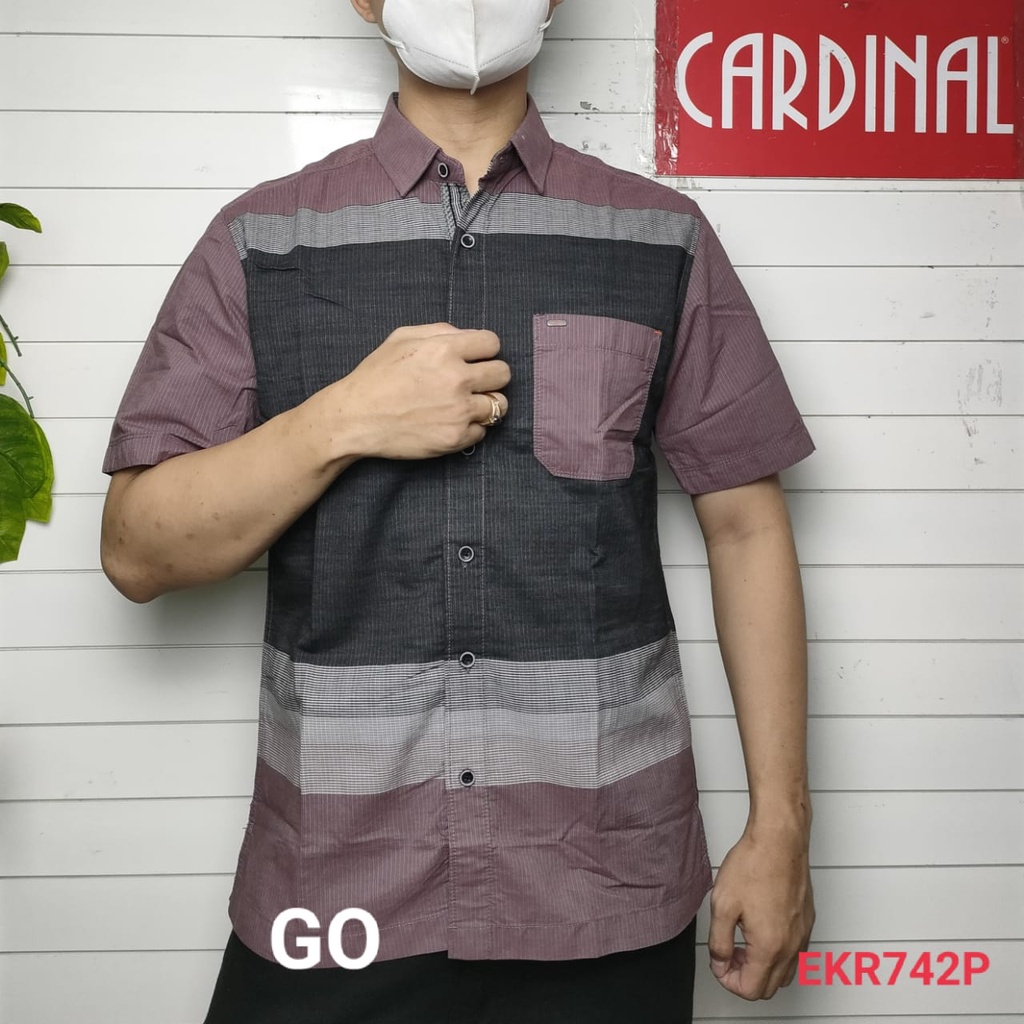 gof CXR CARDINAL KEMEJA CASUAL Pakaian Atasan Pria Kemeja Reguler Hem Casual Santai Lengan Pendek