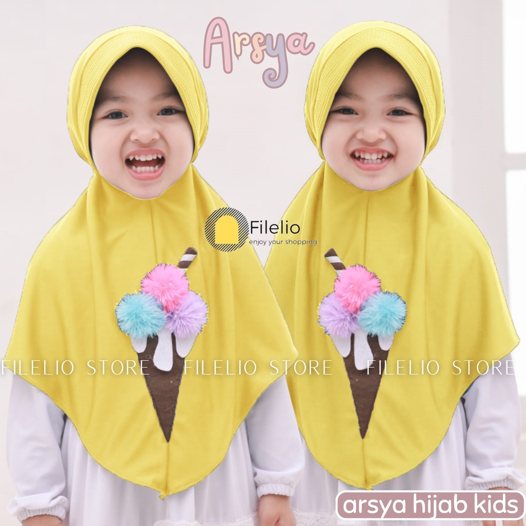 Kerudung Instan Anak TK Arsya / Hijab Anak TK Kekinian / Hijab Anak TK Ped Antem / Jilbab Anak Karakter Ice Cream / Jilbab Anak Perempuan / Jilbab Anak Jersey / Kerudung Anak TK / Bergo Anak Jersey / Bergo Anak TK/ Khimar Anak