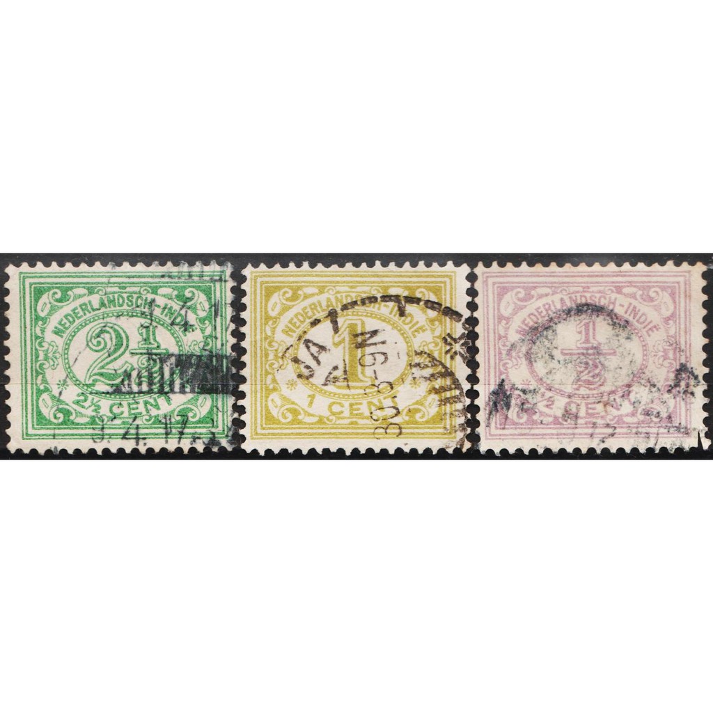 

Perangko Filateli #G30 - Netherlands Indies FU 3v 1902 - 1909 Numeral
