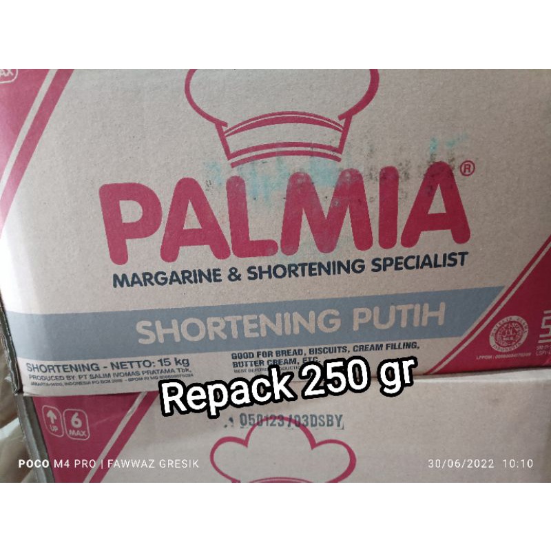 Palmia Margarin Putih Shortening Tawar 250gr / Margarin Palmia Putih 250 gram Shortening Tawar