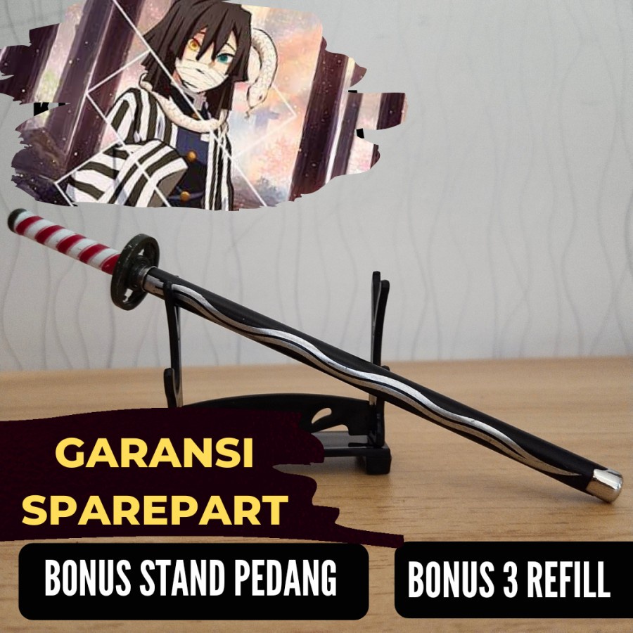 

Sword pen Iguro Demon Slayer pena Pulpen anime stand Stainless Steel panjang ukuran alat tulis barang unik