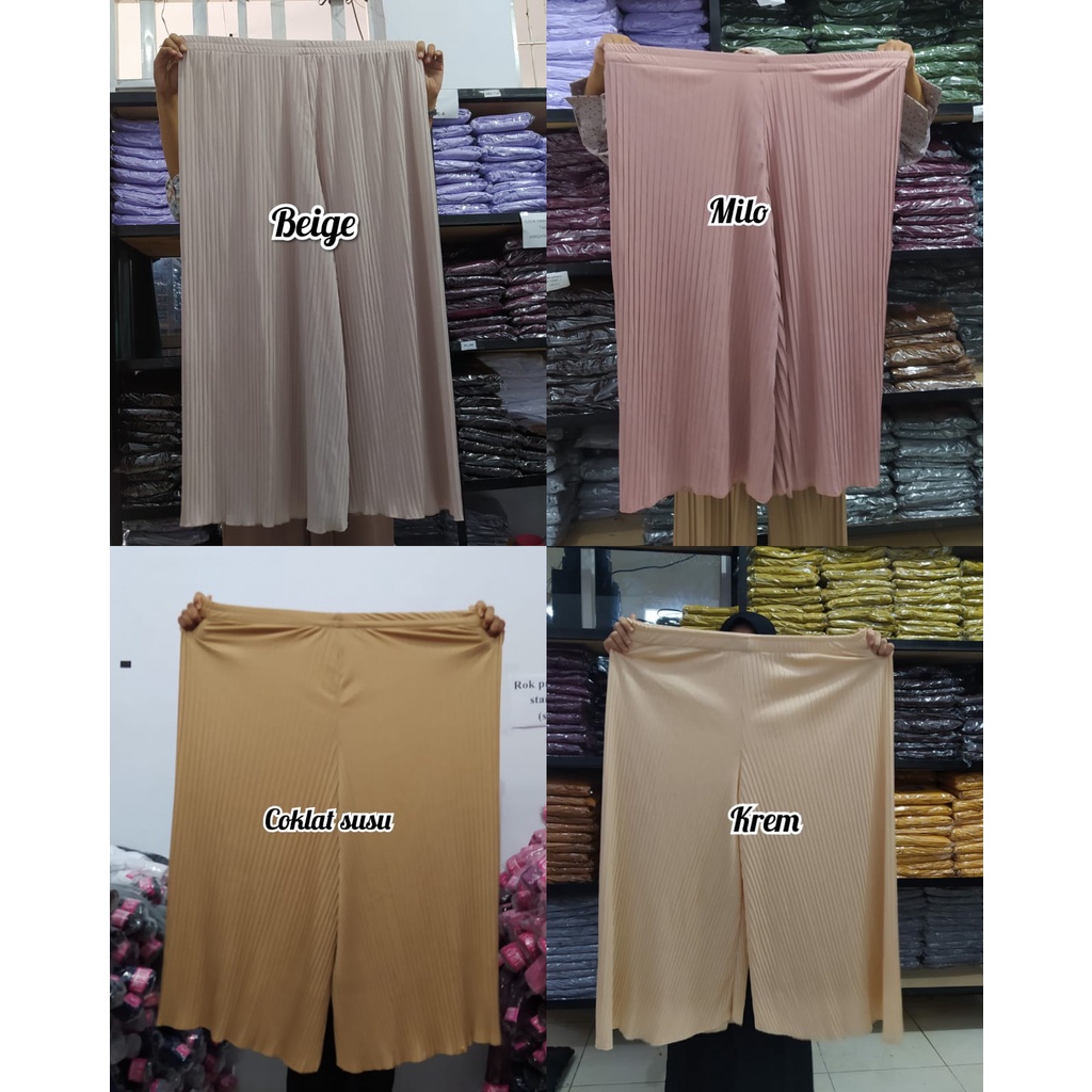 Kulot plisket jumbo polos untuk wanita gemuk