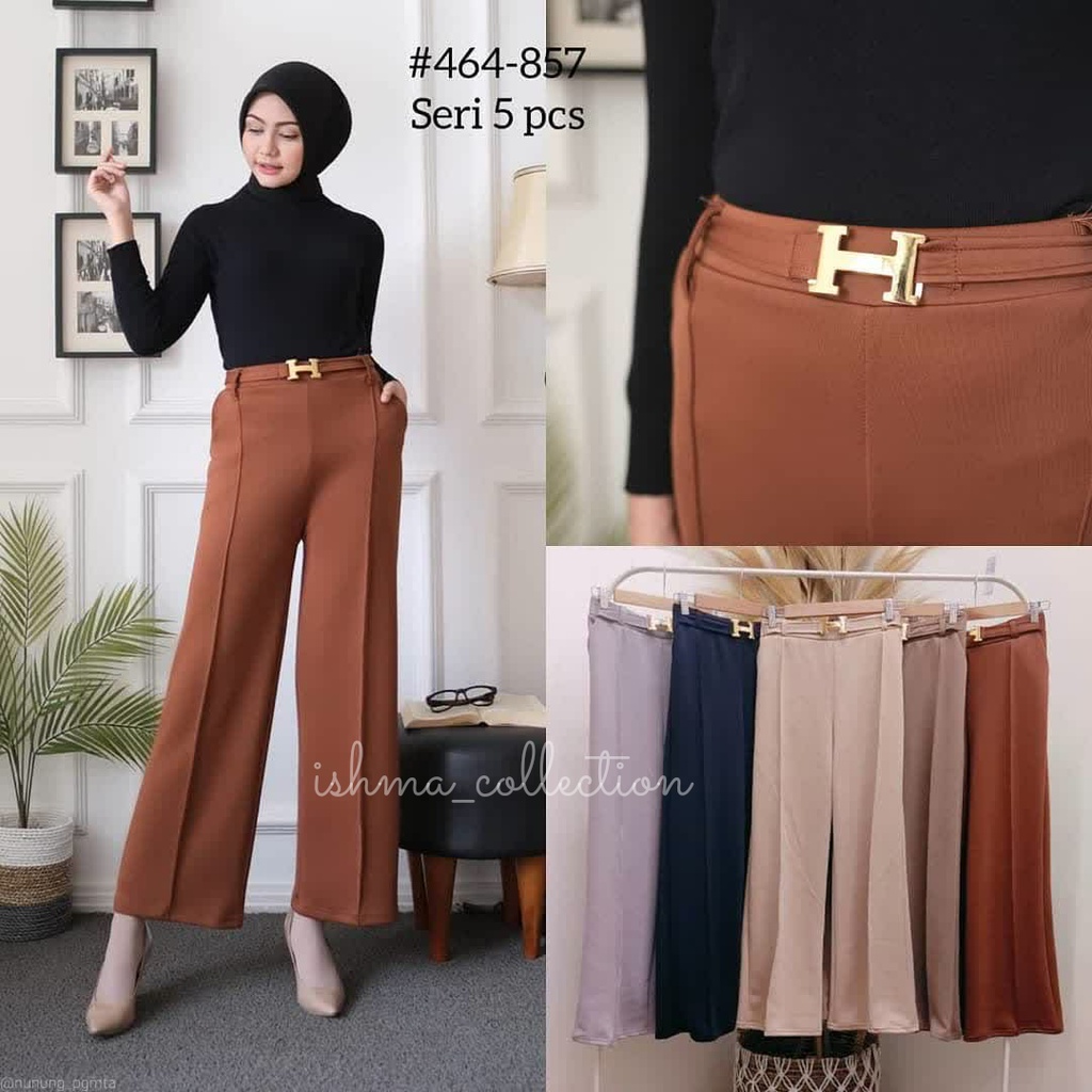 CELANA KULOT CUBIT BAHAN SCUBA BELT H PREMIUM HIGH WAIST / KULOT SCUBA WANITA HIGHWAIST