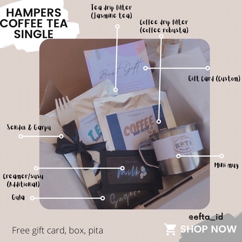 

Hampers Kopi Single hadiah Wisuda/Wedding/Birthday free giftcard.