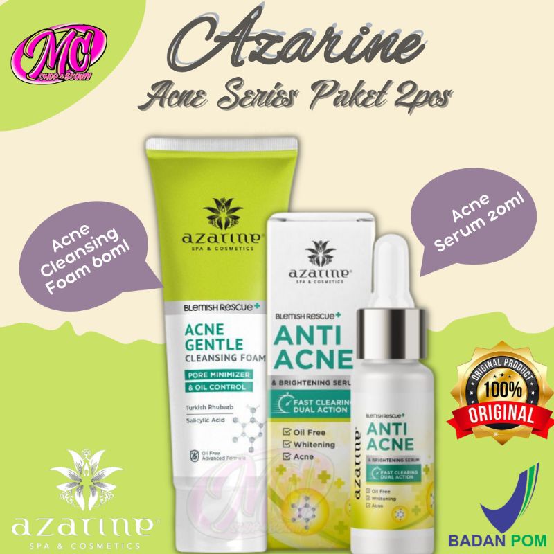 Azarine Serum AntiAcne 20Ml + Foam 60Ml (Paket Perawatan Wajah Berjerawat dan Bruntusan)