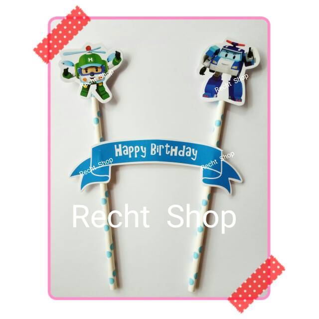 Topper cake hiasan kue ulang tahun karakter robocar poli