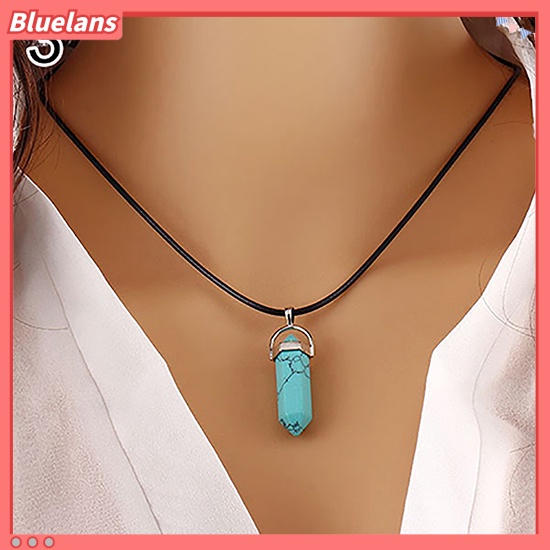 Bluelans Kalung Tali Dengan Liontin Batu Permata Chakra Reiki Imitasi