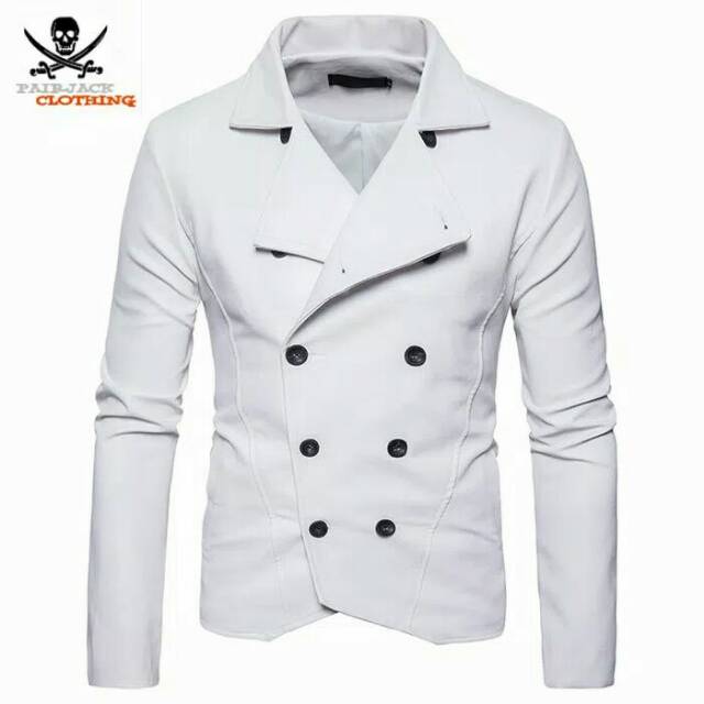 Blazer coat pria kulit sintetis