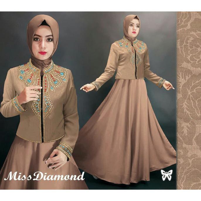 Baju Gamis Lebaran / Gamis Maxi Modern / Maxi Miss Diomond Mocca Tamarablerin