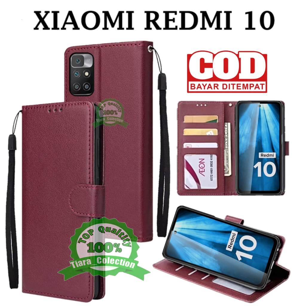 XIAOMI REDMI 10 2022 Leather Case Premium-Flip Wallet  Case Kulit Untuk XIAOMI REDMI 10 2022 Casing 