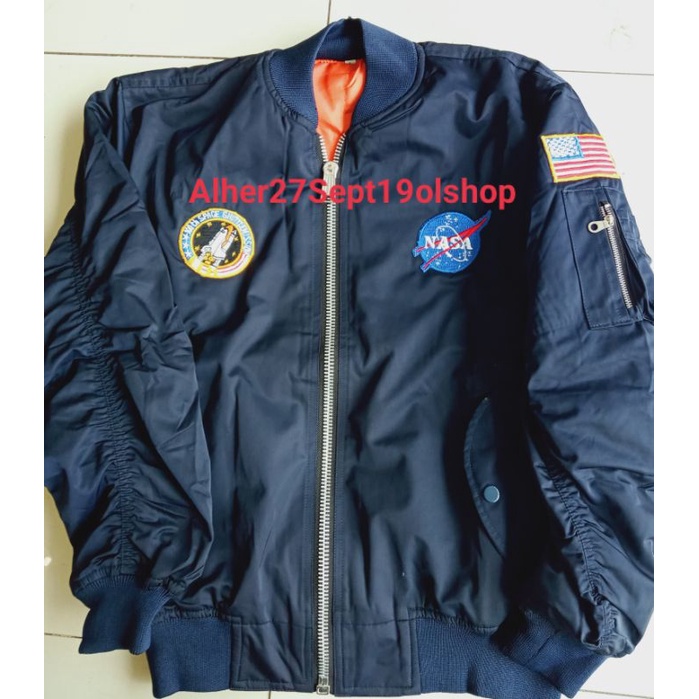 Jaket bomber NASA logo bordir jaket NASA bomber NASA eksklusif bahan taslan