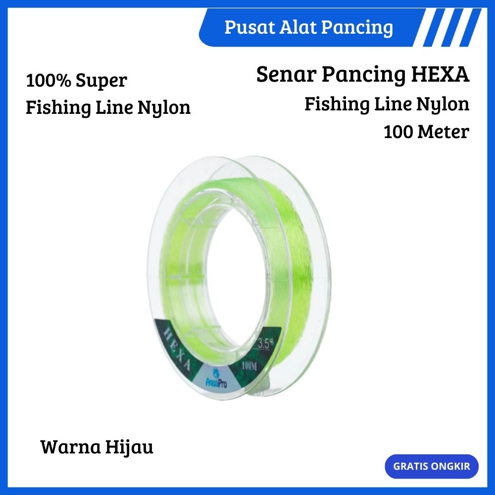 Senar Pancing HEXA Nylon 100M Senar Pancing Monofilament Super Line Benang Mancing Sungai Danau Muara Empang Murah