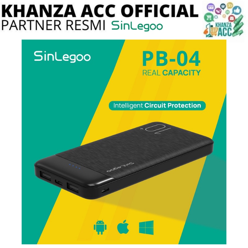 KHANZAACC SINLEGOO PB-04 PowerBank Anti Slip 10.000mAh Travel Friendly Circuit Protection Fast Charging