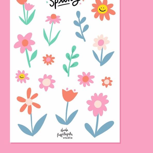

♩ Spring Flowers Glossy Stickers (A6) ➬