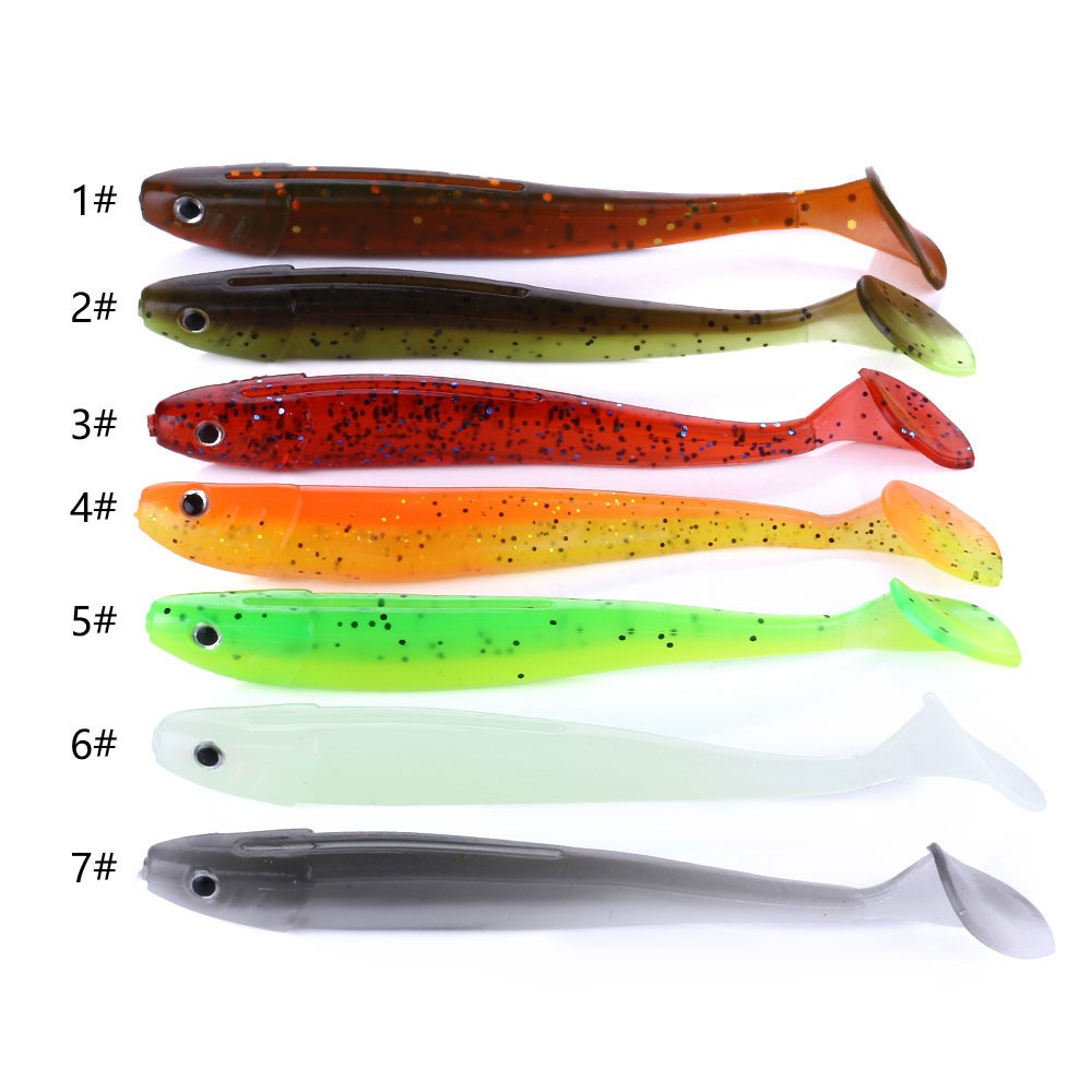 HENGJIA 6pcs/bag Worm Bait 10.5cm/4.7g Big Soft Fishing Lure Silicone Bait With T Tail Fake fish