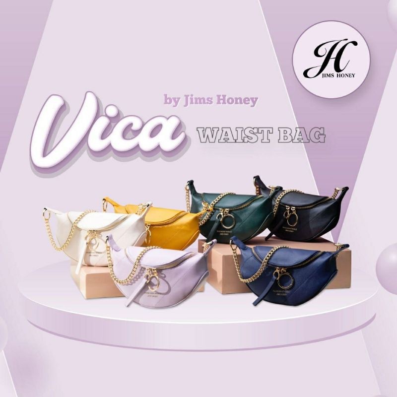 Tas Pinggang Selempang Wanita Jims Honey Vica Waist Bag Jinjing Rantai Mustard Ungu Putih Mewah