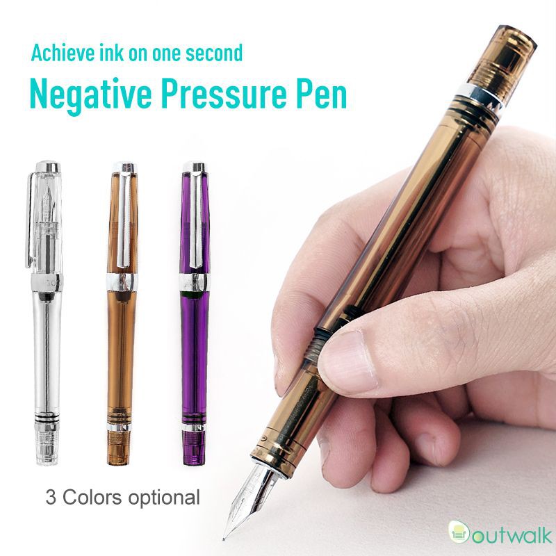 Wing Sung 3013 Vacuum Fountain Pen Resin Transparent Quality EF/F Nib outwalk