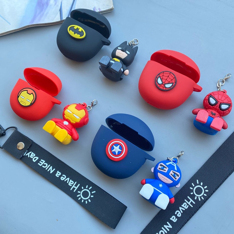 Soft Case Pelindung Headset Motif Marvel Batman Spiderman Untuk Realme Air 2