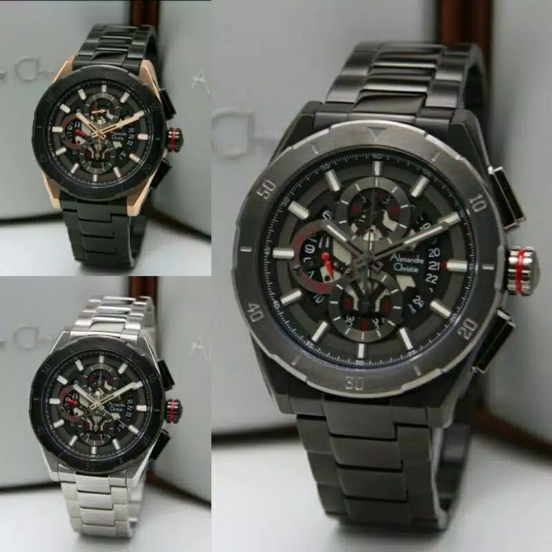 jam tangan alexandre christie ac6560 rantai cowok/pria original