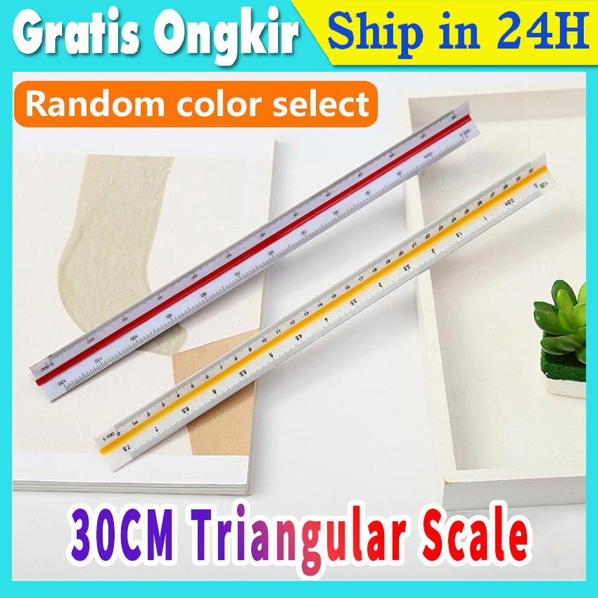 

30cm Scale Ruler Penggaris Skala Segitiga untuk Gambar Draft Arsitek Engineer 1: 100 ~ 1: 500
