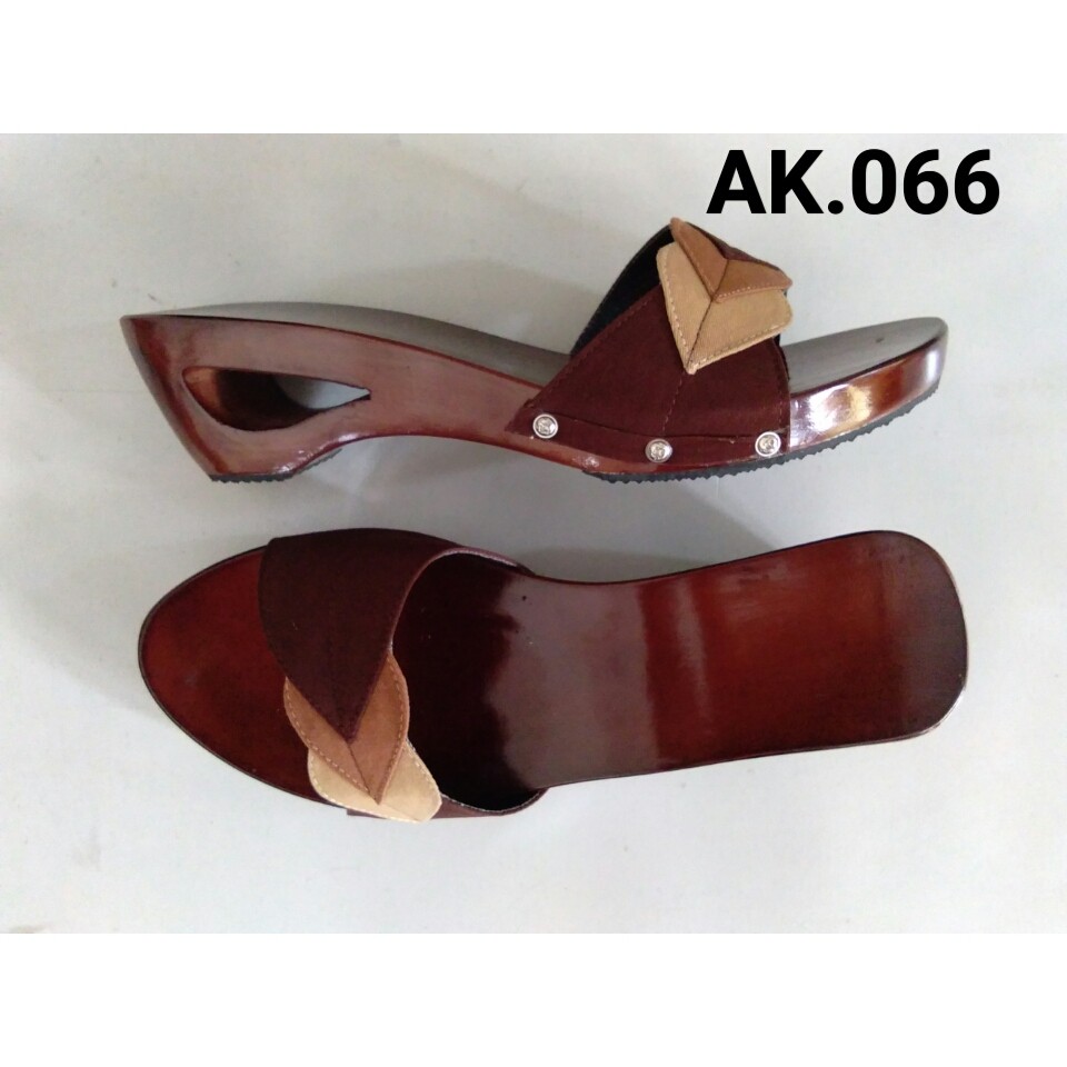 SANDAL KELOM KIJANG COKLAT HAK 5 CM // KELOM GEULIS TASIK ETNIK KAYU MURAH AK066