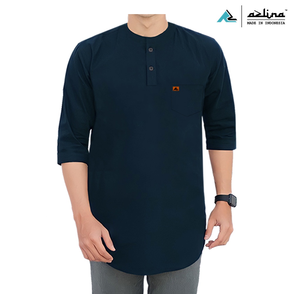 Baju koko pria bahan kain katun combed 24s kaos kurta AZLINA lengan 3/4 terbaru