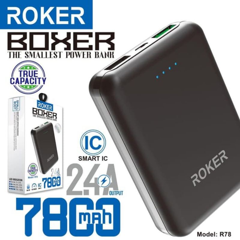 Roker Powerbank Boxer R78 Smallest Powerbank 7800mah