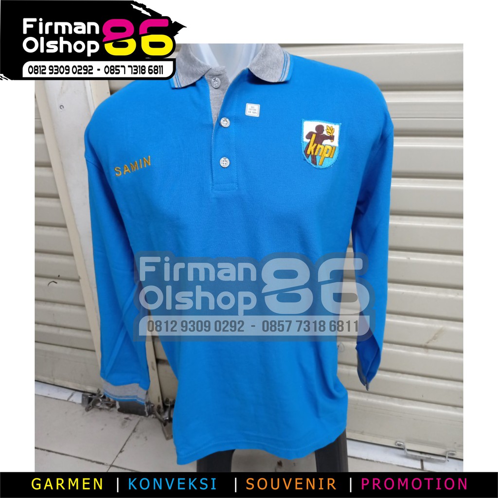 polo shirt KNPI Kaos KNPI Kaos kerah KNPI Kaos polo shirt KNPI LENGAN PANJANG full bordir depan bela