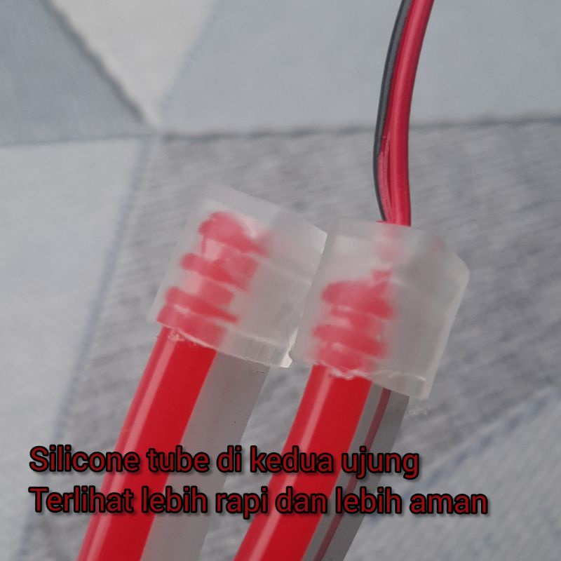 LED alis eagle eyes drl motor led alis motor mobil warna 12volt model pipih bukan bulat Panjang 30 Cm-Silicone ujung led