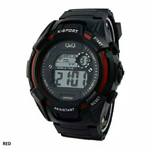 Jam Tangan Pria Sporty Q&amp;Q Digital Strap Rubber QQ004