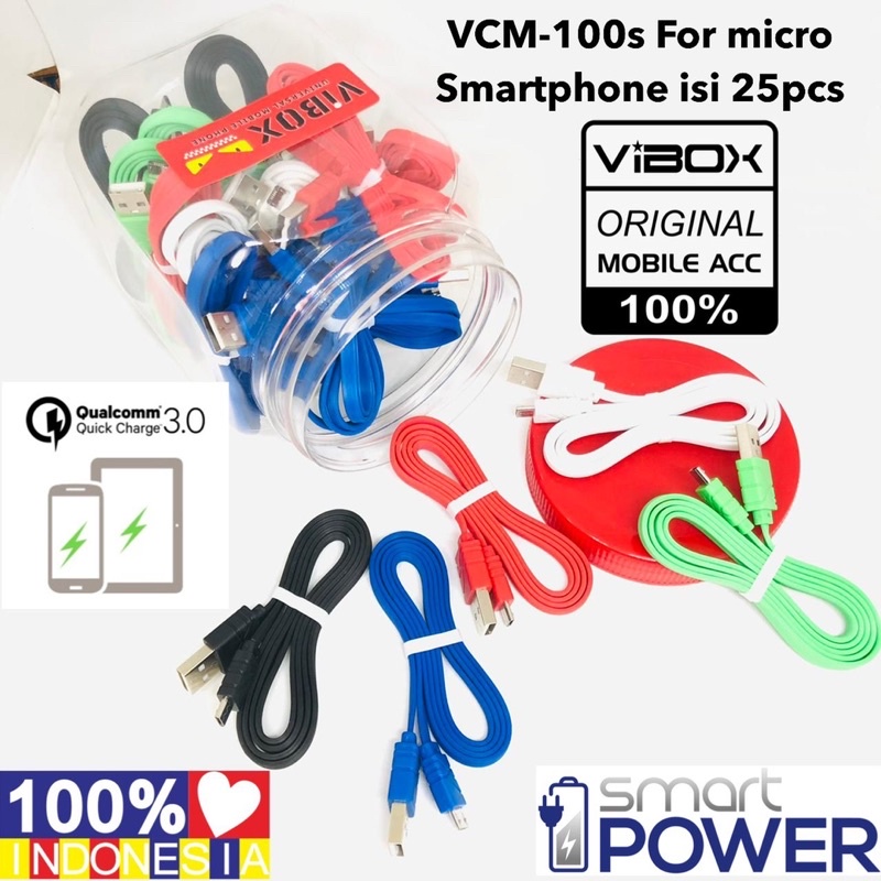 Ready Grosir Pertoples isi 25pcs Kabel Data VCM-100s For Smartphone Micro