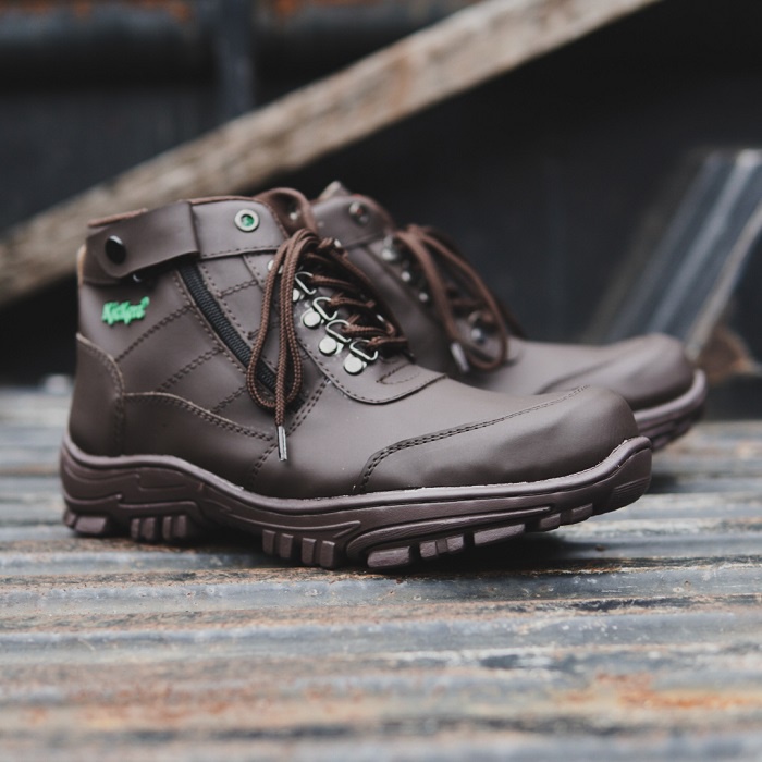 SEPATU SAFETY BOOTS PRIA KICKERS MORISEY HITAM UJUNG BESI RESLETING TOURING HIKING BIKERS MURAH