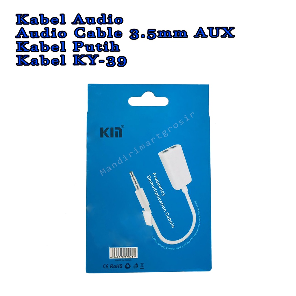 Audio Cable 3.5mm AUX *Kabel Audio * Kabel Putih * Kabel KY-39