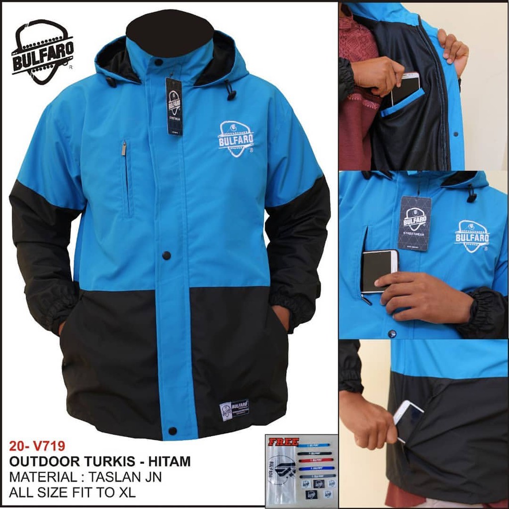 Jaket Hoodie Outdoor Waterproof Pria &amp; Wanita/Jaket Gunung Kombinasi Original Bulfaro/Jaket Motor