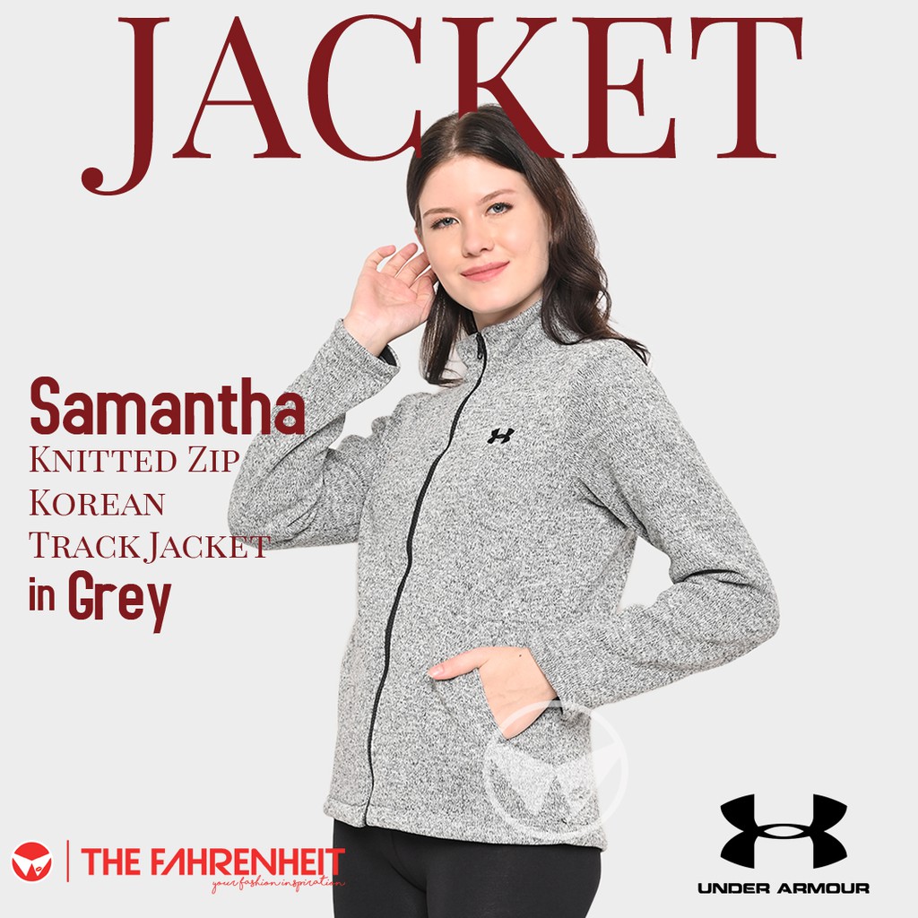 The-Fahrenheit Samantha UA Knitted Zip Korean Track Jacket - Grey