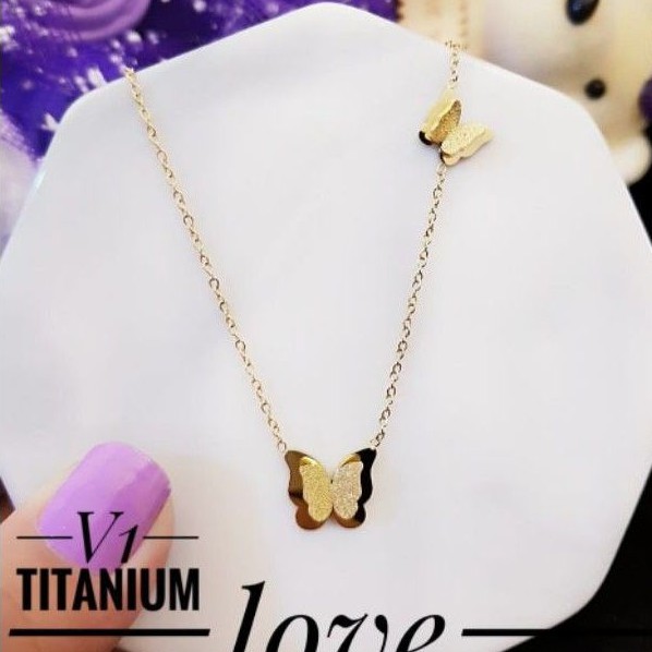 Titanium kalung kupu wanita cvnk43