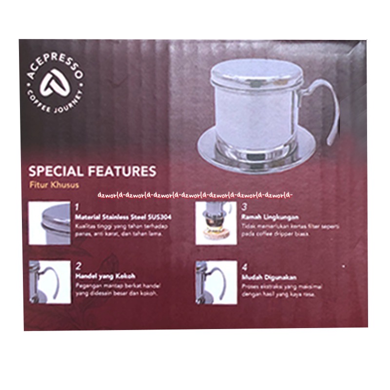 Acepresso Vietnamese Coffee Dripper Filter Alat Saringan Pembuat Pengaduk Kopi Vietnam Ace Presso Vietnam mese Krishome