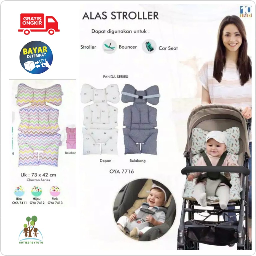 Omiland Alas Stroller Panda Chevron Serie / Alas Bouncer / Alas Car Seat Bahan Lembut PREMIUM