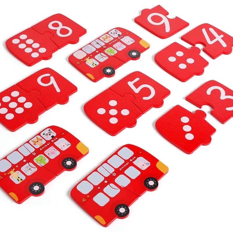 wooden learning counting bus shape mainan edukasi anak