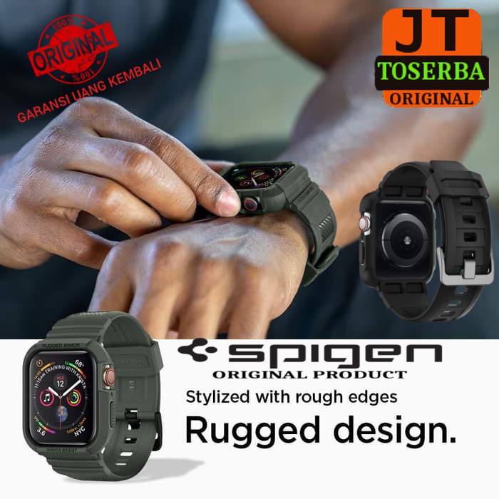 STRAP CASE IWATCH SERI 4 5 44MM SPIGEN ORIGINAL RUGGED ARMOR PRO CASING APPLE WATCH SPIGEN ARMY CASE