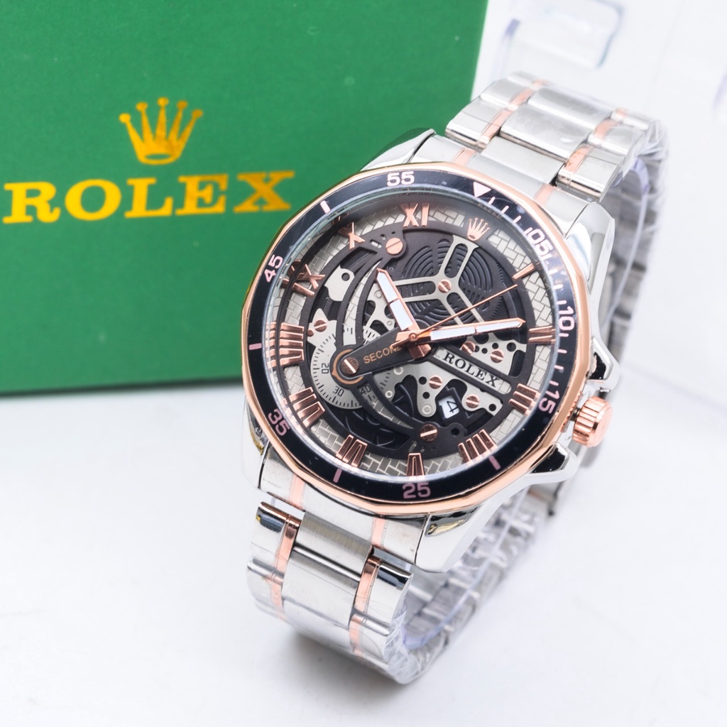 Jam Tangan Pria Rolex H2901B Tali Rantai Tanggal Aktif Chrono Variasi Free Box Rolex &amp; Baterai