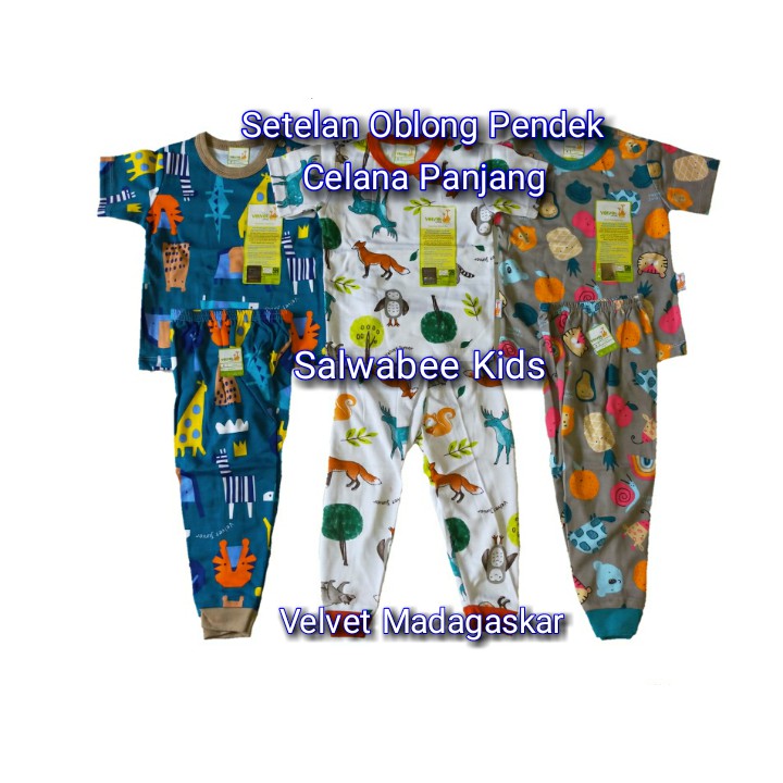 Setelan Oblong Pendek dan Celana pnjang Velvet Junior Madagaskar S,M,L