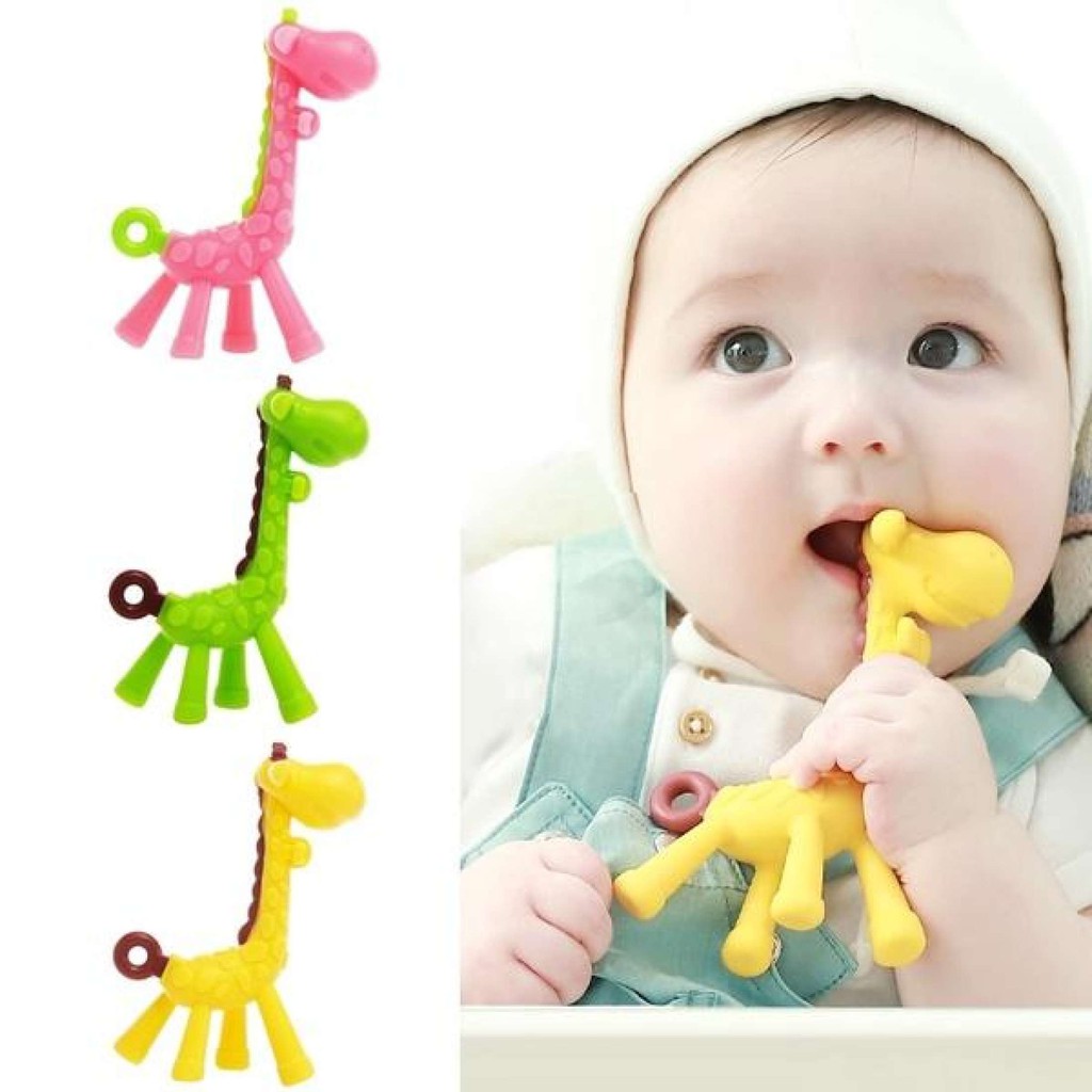 BABY TEETHER Silicon TOYS - MAINAN GIGITAN KARET MODEL BINATANG JERAPAH LUCU chn