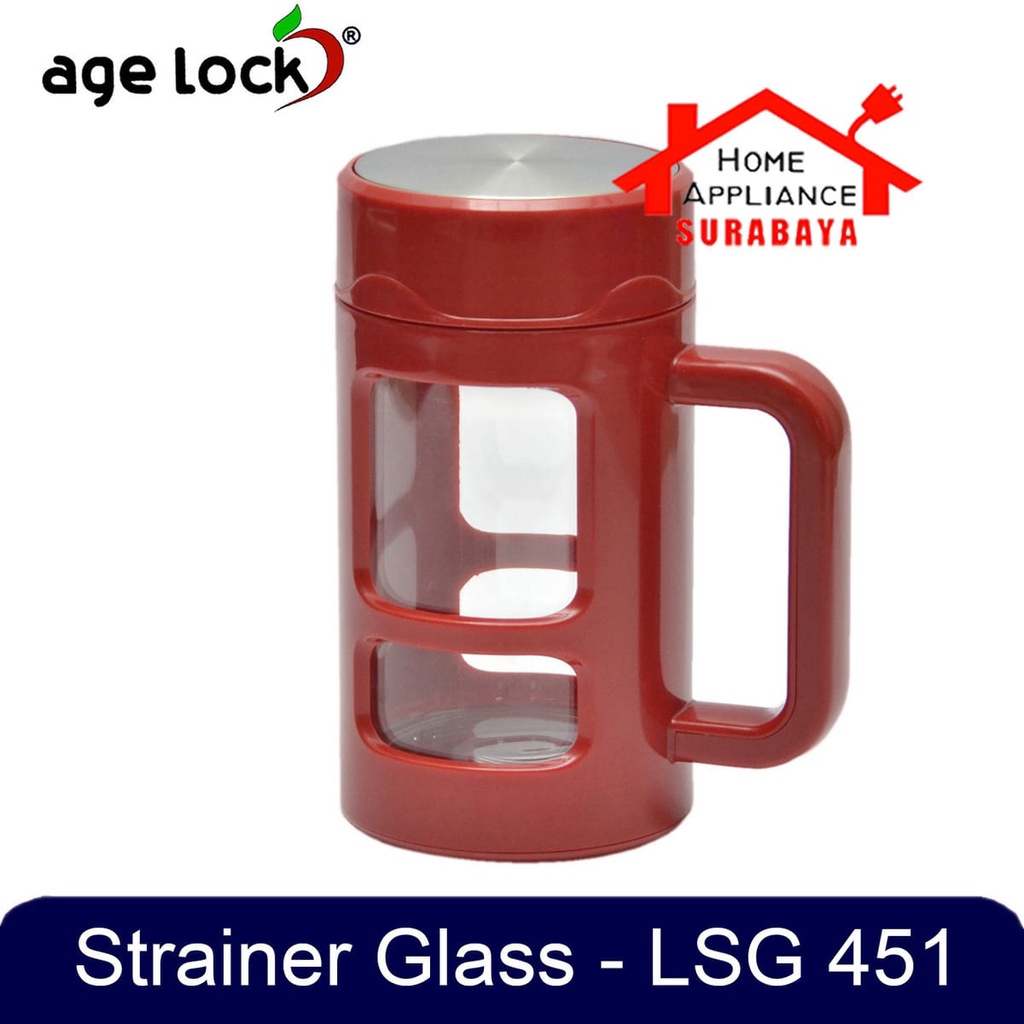 Strainer Glass Age Lock LSG 451 - Gelas Minum Cangkir Botol Mug Kaca Portable 450 ML